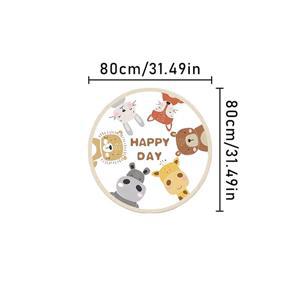TEMU 푹신한 만화 동물 라운드 매트 - 초소프트, 10mm 두께, 1000g/평방미터, 미끄럼 방지 & 세탁기 사용 가능 - 어린이 방, 거실, 놀이 공간에 완벽 - 귀여운 사자, 곰, 토끼, 기린 디자인, 거실용 러그