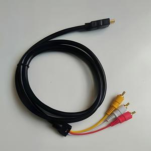TEMU HDTV to 3RCA 분배기 케이블, 둥근 수-수 커넥터, USB 전원 공급, 5V 작동 전압, 배터리 불필요, HDTV 인터페이스가 없는 구형 TV용 고화질 오디오/비디오 케이블