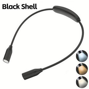 TEMU 조절 가능한 LED 넥 라이트, 모던 테마, USB 충전식 750mAh 리튬 배터리, 3색 3단계 밝기, 굽힘 가능한 실리콘 암, 휴대용 탁상 독서 램프, 침실, 작업, 야외 활동, 캠핑 - 스위치 제어, 광택 마감, 코드 포함