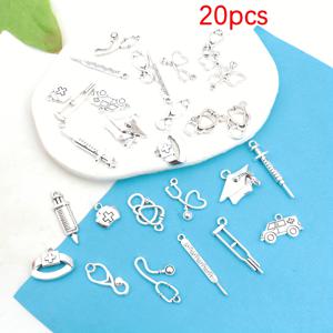 TEMU 20/50pcs 랜덤 혼합 간호사 아마블런스 테마 패널 세트 - 주석 합금 보석 제조 부품 및 DIY 보석, 목걸이, 귀걸이 및 팔찌 액세서리 - 시뮬레이션 일상 도구, 인격 테마, 마르티 그라스 데이, 부활절, 지구 데이