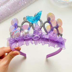 TEMU 1pc 빛나는 바다 테마 크라운, 조개 및 별어류 디자인 - 레진, 시퀀스, 만화 요소로 축제 파티 및 이벤트, 축제 파티 액세서리 | 만화 스타일 크라운 | 레진 크라운