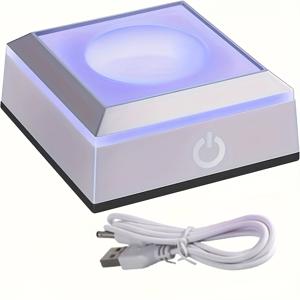 TEMU 1pc USB 또는 AAA 배터리 구동 LED 라이트 베이스, 3D , 유리, 아크릴 또는 투명 재질, 감각적인 색상 변경 터치 스위치 디스플레이 베이스, 2.68x2.68x1.13 인치, 아트 데코 스타일, 기하학적 패턴, 조절 가능한 조명, 터치 제어, 배터리 없음, USB 전원 소스, 홈 데코 조명, 침실 방 유형, USB 전원 소스
