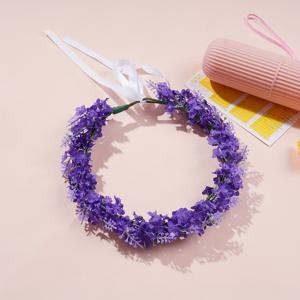 TEMU 웨딩 하이든지아 꽃 헤드밴드, 봄 꽃 크라운, 가든, 라벤더 오라, 하와이 휴가 헤어 액세서리 여성용