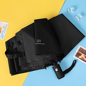 TEMU 1개 UV 차단 접이식 우산, 자동 오픈형, 8대 리브, 휴대용 아웃도어용, 캐주얼 스타일, 플라스틱 및 실크 소재, 블랙 코팅, 자외선 차단