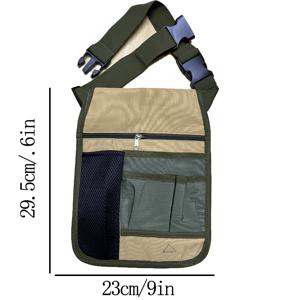 TEMU 정원 가꾸기, 전기 기술자 및 DIY 수리 도구 보관을 위한 조절 가능한 벨트와 여러 지퍼 포켓이 있는 내구성 있는 녹색 폴리에스터 멀티툴 허리 파우치