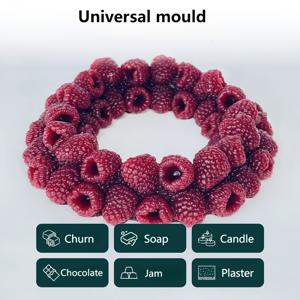 TEMU 대형 18cm 라즈베리 화환 실리콘 몰드 - DIY 베이킹, 공예용 식품 등급 초콜릿 비누 캔들 석고 클레이 몰드, 홈 데코, 질감 있는 표면, 내구성 있는 주방 도구