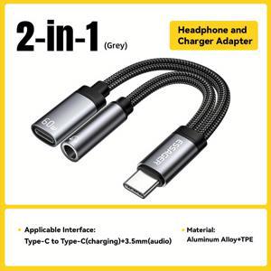 TEMU Essager 2in 1 타입 C에서 3.5mm AUX 케이블 헤드폰 어댑터 PD 60W 고속 충전 아이폰 16 15 샤오미 14 13 태블릿 PC용|태블릿PC