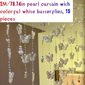 TEMU 2D 도어 배너 도어 배너 2M 비즈 커튼, 나비 디자인 - 글램 스타일 아크릴 DIY 홈 데코, 거실, 로비, 파티, 침실용 - 전기 없음, 파티 장식 | 글램 스타일 장식 | 내구성 있는 아크릴, 나비 장식