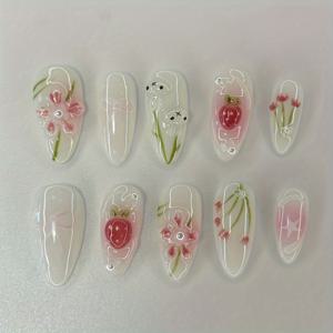 TEMU 전통 수제 귀여운 토끼 달콤한 딸기 부드러운 꽃 로맨틱 리본 순수 욕망 상자, 모든 여성과 소녀의 일상 착용에 적합