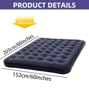 TEMU 블루 PVC 인플레이블 의자, 캠핑, 해변, 야외 행사용 휴대용 수면 패드 - 플로크 탑이 있는 인플레이블 에어 매트리스 - 거실, 킹 캠프, 발코니, 뒷마당, 피크닉, 여행, 캠핑 필수품 | 현대적인 에어 매트리스 | 내구성 있는 에어 매트리스, 인플레이블 매트리스