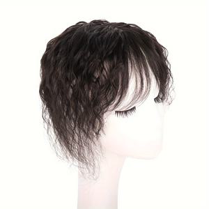 TEMU 여성용 커리 인간 머리 탑퍼, 짧은 머리 볼륨 강화제, 프론트 프론트, 9*6 레이스 영역, 클립 인 클로저, 얇은 머리용, 자연스러운 보는 것 - 20,000 단어, 여성용 머리 강화