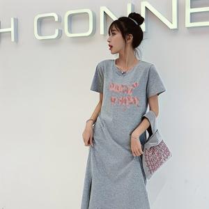 TEMU 기하학적 레터링 프린트가 있는 여성용 캐주얼 반팔 드레스 - 블랙 & 핑크 여름 드레스, H라인 실루엣, 라운드 넥, 세탁 가능, 봄/여름용 정장길이, 짧은 드레스, 편안한 착용감, 비투명 원단