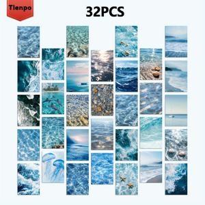 TEMU 32pcs 티엔포 오션 & 해양 뷰 포스트카드 - 스크랩북, 벽 장식, 인사 카드 및 더 많은 것에 적합한 밝은 해변, 일출 및 별모양 디자인 - 생일, 이벤트 및 파티에 이상적, 이벤트용 서류 | 일출 해변 장면 | 내구성 있는 종이, 해변 액세서리|편지지
