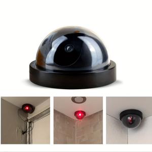 TEMU 1개 대형 LED 돔 보안 카메라 - 야간 투시 기능, 배터리 작동 (배터리 미포함), 쉬운 설치, 360° 시야각, 홈 안전용 블랙 디자인, 가정용 감시 시스템, LED 표시등, 광택 마감|홈캠