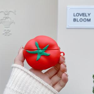 TEMU 크리에이티브 토마토 모양 무선 헤드폰 케이스, 실용적인 보관 공간, for AirPods 1/2/3/4 및 Pro/Pro 2에 적합. 귀여운 디자인, 편리한 휴대, 일상적인 사용에 이상적, 귀여운 스타일을 좋아하는 친구와 가족에게 완벽한 선물 (헤드폰 케이스만 포함, 이어폰 없음)