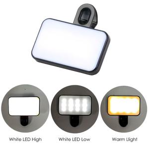 TEMU 셀카 LED 필 라이트, 3가지 조명 모드, 조절 가능한 밝기, USB 충전, 휴대용 클립 온, 휴대전화 사진 필 라이트, 노트북, 태블릿, 회의, 메이크업 필 라이트 조명에 적합