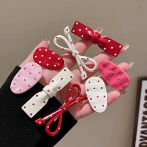 TEMU 1 세트/8개 부채 모양 헤어핀, 엉망진창인 머리를 정리하는 데 유용함, 빨간색 폴카 도트 귀여운 헤어 액세서리 헤어핀 세트, 선물로 사용하기에 적합함