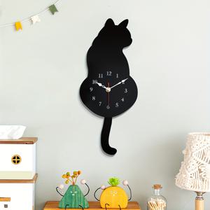 TEMU 1pc DIY 아크릴 검은 고양이 벽시계, 음소거 고양이 꼬리 시계 배터리 거실 침실 레스토랑 사무실 할로윈 추수 감사절 부활절 장식 운영