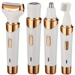 TEMU 4-In-1 세트 여성용 전기 헤어 리무버 다기능 탈모 장치, 면도날, 전기 눈썹 트리머, USB 충전식, 다리, 팔, 겨드랑이, 전체 신체에 적합, 비키니 트리머, 휴일 선물.