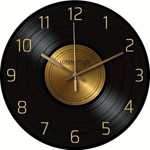 TEMU JUJUDA 12인치 Silent Wall Clock, 바이닐 레코드 디자인 - 블랙 & 골든, 거실, 침실, 사무실 장식에 이상적 - 우아한 시계, 배터리 포함되지 않음, 사무실 벽시계 | 장식 벽시계 | Silent Movement, 거실 벽시계