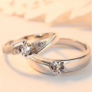 TEMU 우아한 925 스털링 실버 모이사나이트 링 세트, 0.5ct*2 조절 가능한 커플 링, 남녀 공용 빈티지 스타일 럭셔리 디자인, 약혼, 결혼식, 파티 및 선물용 상자 포함