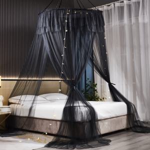 TEMU 1pc 스타일 더블 레이어 레이스 캔빌리, 원형 상단 침구 캔빌리, 직조 폴리에스터 소재, 프린팅 없음, 침실 장식 및 독서용, 싱글, 더블 및 킹 사이즈 침대에 적합, 손세탁만, 전원 필요 없음