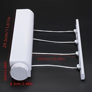 TEMU 3.75미터 수납식 건조줄 5줄 실내외 사용 가능한 투명 플라스틱 세탁 브러시, 욕실, 침실, 발코니, 거실, 임대 주택에서 옷, 바지, 수건 건조에 사용 가능한 수축식 옷건조대, 옷줄