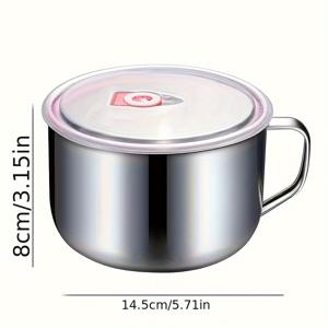 TEMU 스테인리스 스틸 샐러드 볼과 뚜껑 - 내구성, BPA 프리, 수프, 학생 점심, 카페터리아 사용에 적합, 점심 상자 필수품 | 원형 볼 디자인 | 내구성 구조, 점심 상자