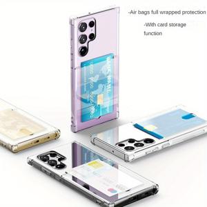 TEMU 2-팩 고품질 투명 TPU 휴대폰 케이스, 쉬운 카드 제거를 위한 푸시 카드 홀 디자인, 4코너 방충, 삼성 SUMSANG Galaxy A14/A15/A24/A25 A34 A35 A52 A53 A54 A55 4G/5G S22/S23/S24 Plus Ultra FE 시리즈 모델에 적합