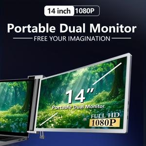 TEMU 14인치 휴대용 HD IPS 노트북 스크린 커넥터 - 듀얼 모니터, 13.3-17인치 노트북용 쉬운 설치