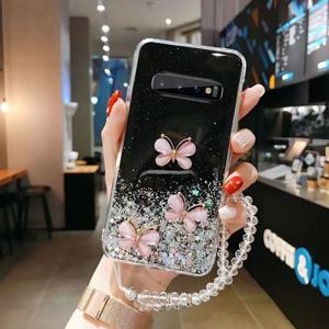TEMU 나비 폰 팔찌 글리터 도금 케이스 삼성 노트 8용 삼성 S10 S10 플러스 폰 케이스 백 커버 케이스