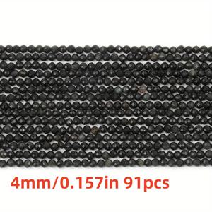 TEMU faceted 블랙 옵시디안 천연 스톤 비즈, 반짝이는 루즈 비즈, 주얼리 만들기 DIY, 목걸이 및 공예품, 2/3/4mm 팩