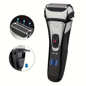 TEMU 고속 USB 충전식 호일 면도기 - 600mAh 리튬 배터리, 젖/건식 정밀 스테인리스 스틸 블레이드, LED 디지털 디스플레이, 가변 속도 모터, 부드러운 얼굴 면도 및 트리밍을 위한 휴대용 디자인