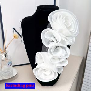 TEMU 1개 수제 3D 꽃 장식, 유럽 스타일 메쉬 패브릭 꽃 브로치, DIY 웨딩 드레스 및 가운 액세서리용, 유럽식 메쉬 패브릭