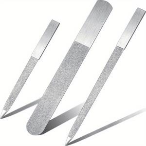 TEMU 3pcs 네일 파일 세트 스테인리스 스틸 양면 네일 파일 메탈 사파이어 버퍼 파일 매니큐어 파일 천연 네일 에머리 보드 살롱 가정 및 여행 여성 남성용