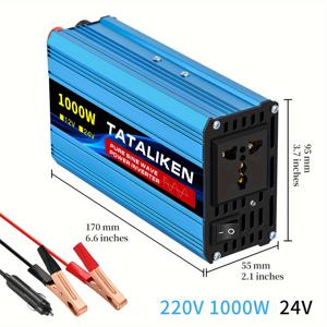 TEMU 퓨어 사인 웨이브 파워 인버터 1000W 온보드 파워 컨버터 충전기 플러그, 멀티기능 인버터 피크 1000W 온보드 인버터 DC 12V to AC 220V 파워 인버터 USB 충전기 포함, RV, 여행, 범용 콘센트, 배터리 없음