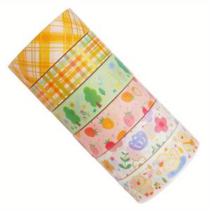 TEMU 6팩 귀여운 만화 오리 금박 와시 테이프, 1.5인치, 노트북, 플래너, DIY 아트 & 공예, 스크랩북, 선물 포장, 사무용품, 학교 용품, 아트 & 크래프트 접착제, 종이 테이프용