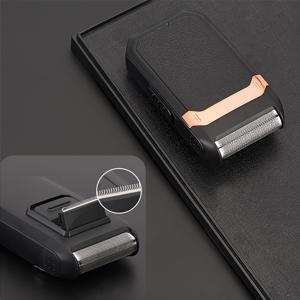 TEMU 남성용 전기 포일 면도기 - 무선, USB 충전식, 스테인리스 스틸 블레이드의 정밀 수염 & 옆머리 트리머, 30분 연속 사용, 니켈 무함유, 블랙 & 로즈 골드 디자인
