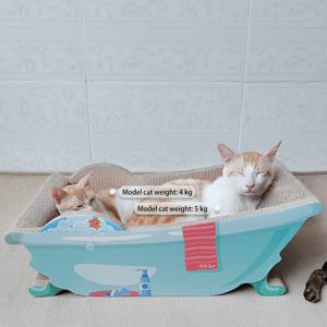 TEMU Tada Miaow 골판지 고양이 긁기 보드, 종이 조각이 여기저기 흩어지는 것을 방지하기 위한 이중 장벽. 초대형 및 초폭. 매장 관리자 추천. 20파운드 미만의 고양이에게 적합. 뚱뚱한 고양이 및 여러 마리의 고양이에게 적합. 파란색 욕조 스타일. 누워서 자고 발톱을 갈 수 있습니다