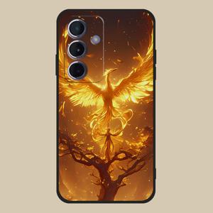 TEMU 금빛 봉황 날아다니는 그림 방탄 TPU 소프트 모바일 폰 케이스 삼성 S10 S20 S21 S22 S23 S24 S25 노트 10 20 FE 라이트 + 울트라에 적합