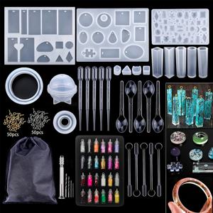 TEMU 쥬얼리 실리콘 레진 몰드 키트 - 160pcs 귀걸이 에폭시 레진 몰드, 목걸이 및 펜던트, 열쇠고리 만들기용 DIY 쥬얼리 제작용 작은 레진 몰드 세트