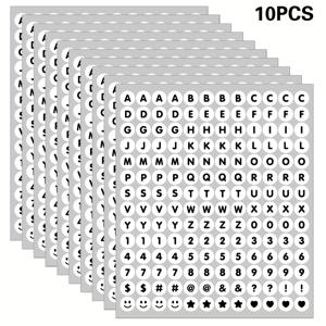 TEMU 10개의 작은 도트 문자 및 숫자 기호 스티커, DIY 카드, 아이템 라벨, 스크랩북 및 알파벳 스티커용 0.5인치 작은 도트 스티커|카드스티커