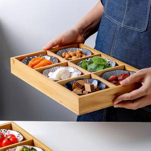 TEMU 밤부크래프트 9개 구획 나무 서빙 트레이, 식품 보관용 장식 분할 접시, 과일 및 빵 접시, 가정 및 주방 사용을 위한 다구획 나무 서버