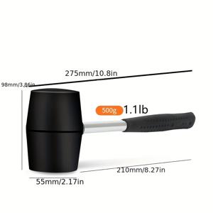TEMU 1pc 강력한 고무 망치, 강철 파이프 포함 - 목공, 바닥 타일, 대리석 설치, 가정 개선, 기계, 배관 및 건설을 위한 미끄럼 방지 손잡이