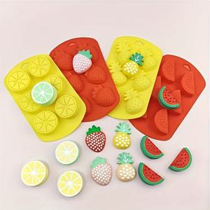 TEMU 4pcs 실리콘 과일 모양 얼음 틀, 식품 등급 베이커웨어, 얼음 큐브, 초콜릿, 케이크 장식, DIY 아로마테라피 촛불, 석고 캐스팅, 비용 없는 주방 베이킹 도구 포함