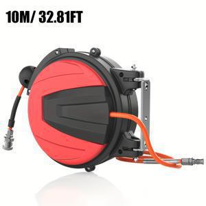 TEMU 회전 마운트가 있는 헤비 듀티 리트랙터블 에어 호스 릴, 자동차 유지보수용 8mm x 5mm 폴리머 호스 - 자동 리윈드, 내구성 및 쉬운 설치, 물뿌리개 호스 릴 | 모던 디자인 | 내구성 있는 폴리머 호스