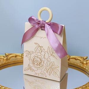 TEMU 20개 골든 플라워 스몰 기프트 백 미니 종이 캔디 박스 리본 활 포함 웨딩 선물, 생일, 신부 파티 - 5.12x3.94x2.56인치, 포장 상자 - 웨딩 게스트 및 파티 선물을 위한 완벽한 선물