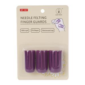 TEMU 3pcs 실리콘 바늘 펠팅 손가락 보호대, 자주색, 엄지, 중지, 반지 손가락용