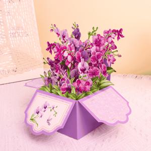 TEMU 1pc 고품질 3D 팝업 보라색 오라치드 초대장 인사 카드 - 생일, 어머니의 날, 데이 및 더 많은 것에 완벽합니다 - 누구에게나 독특한 종이 꽃 화환 디자인