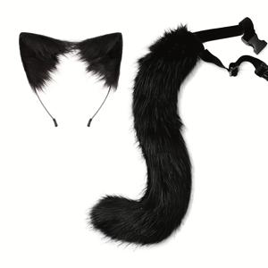 TEMU 부드러운 벨벳 고양이 귀 머리띠와 꼬리 세트, 할로윈 파티 코스튬, 여성용 무대 공연 소품, 선물 추천